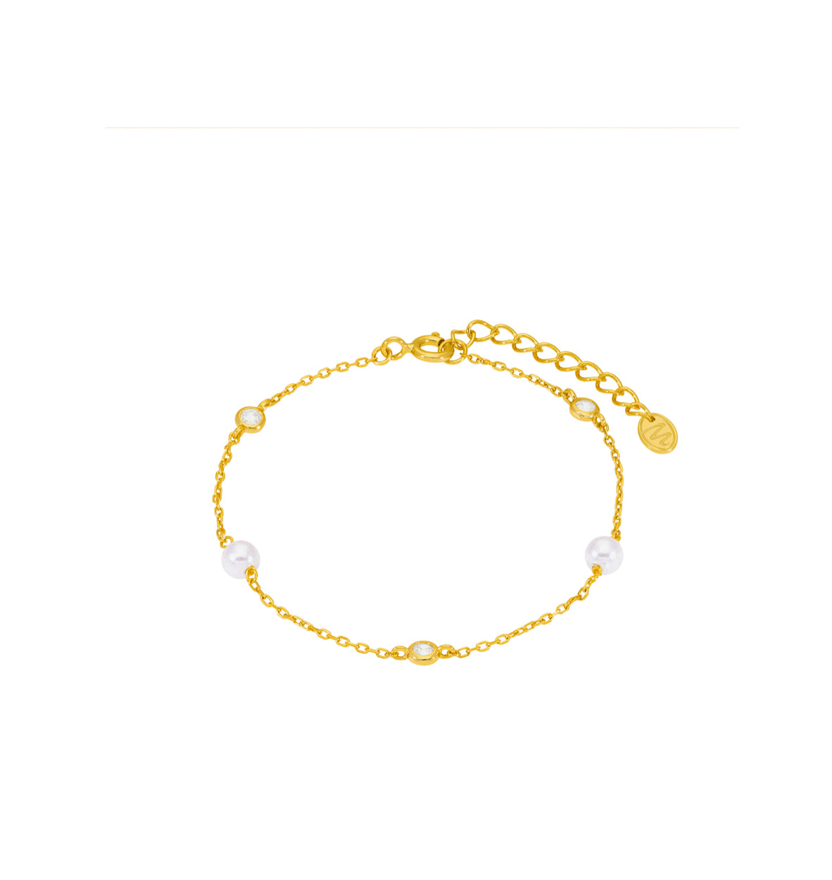 Pulsera plata y Perlas