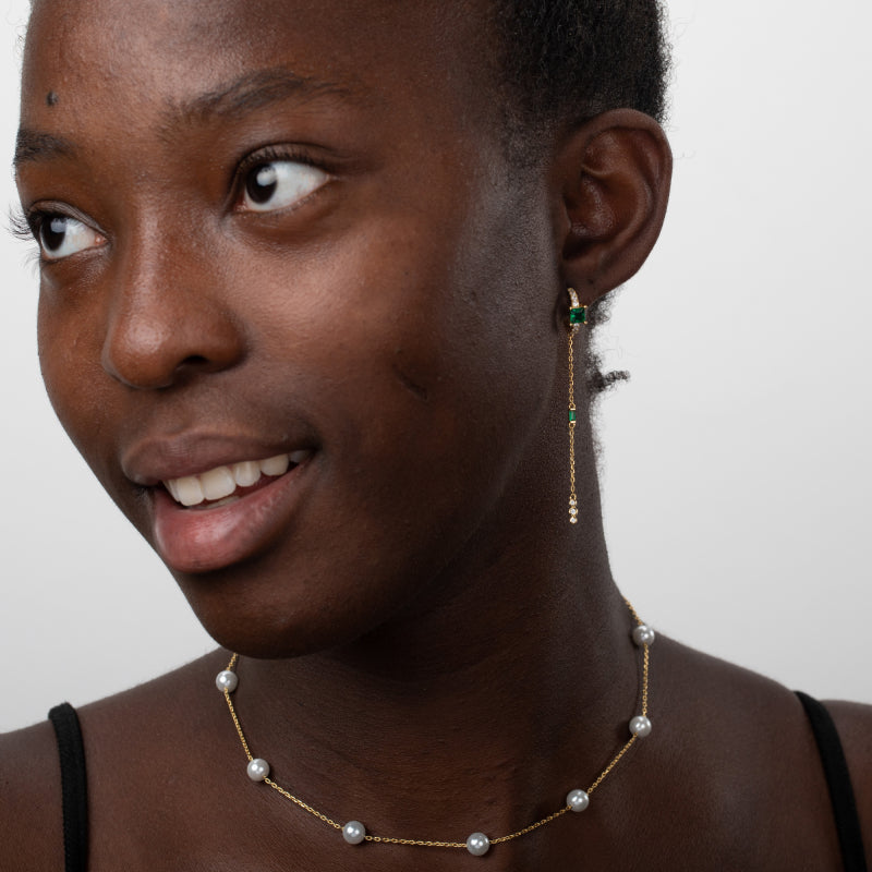 Pendientes semi aro y circonita