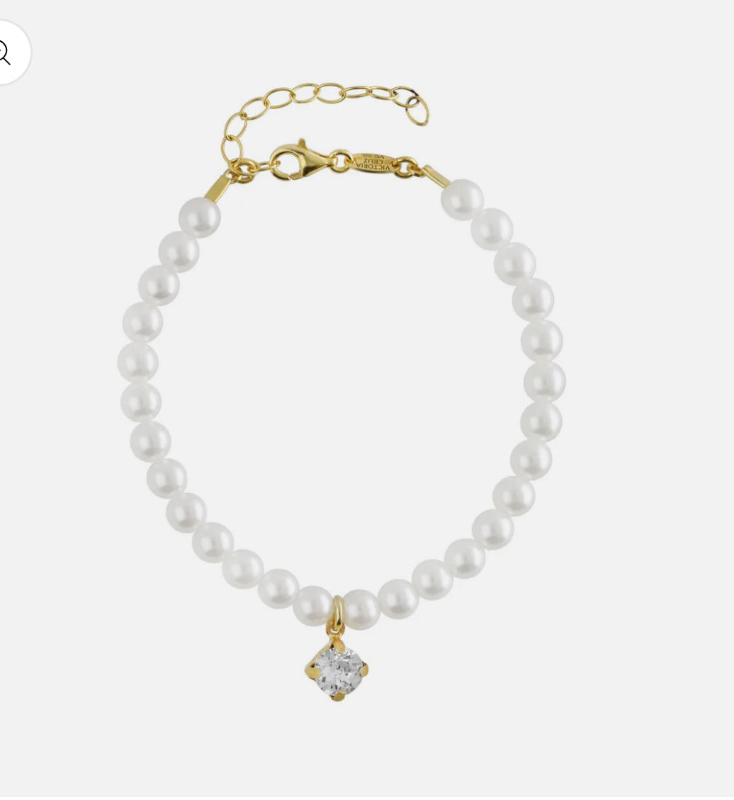 PULSERA CRISTALES Y PERLAS EN PLATA DE AURORE