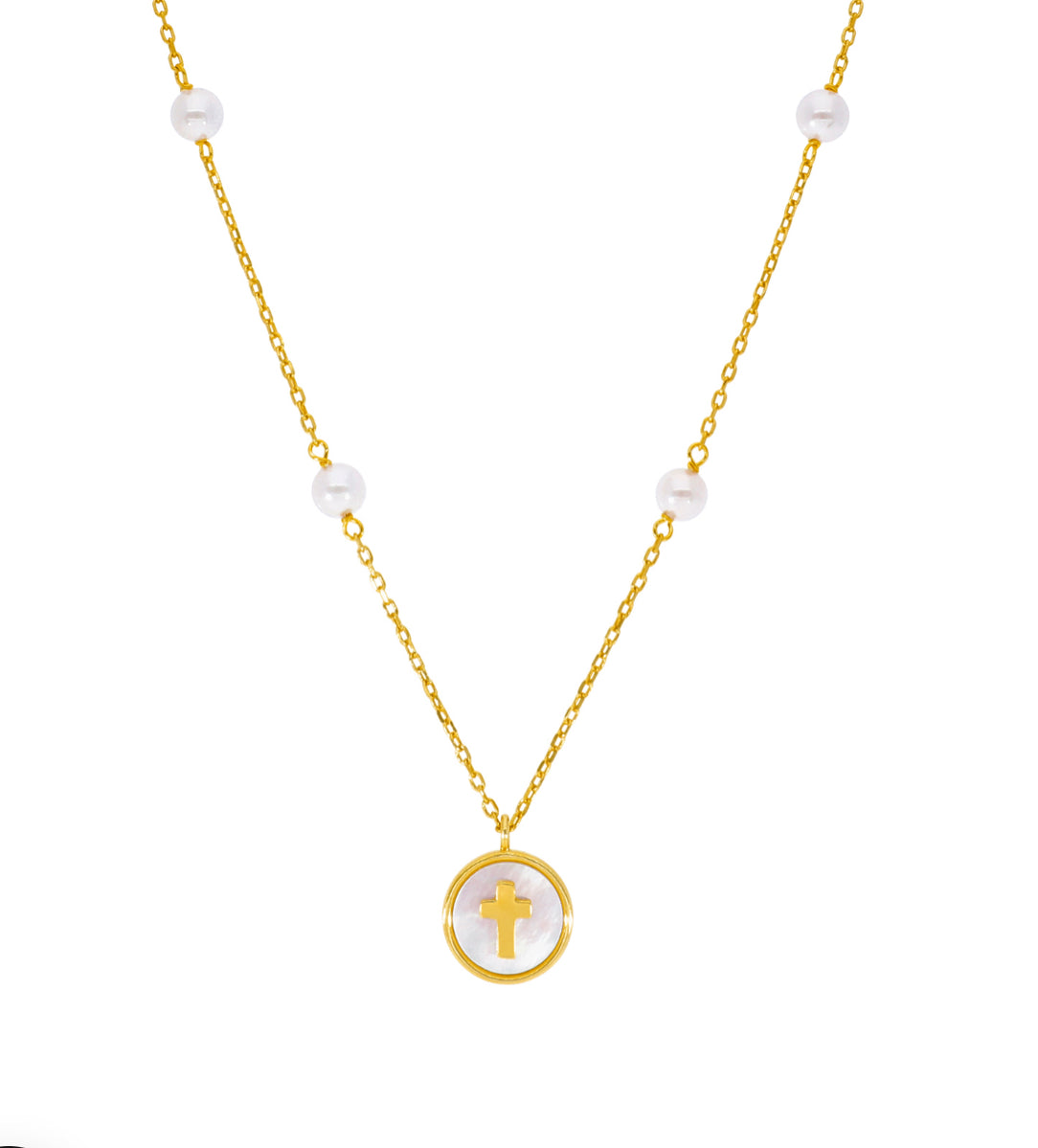 Collar cruz y Perlas