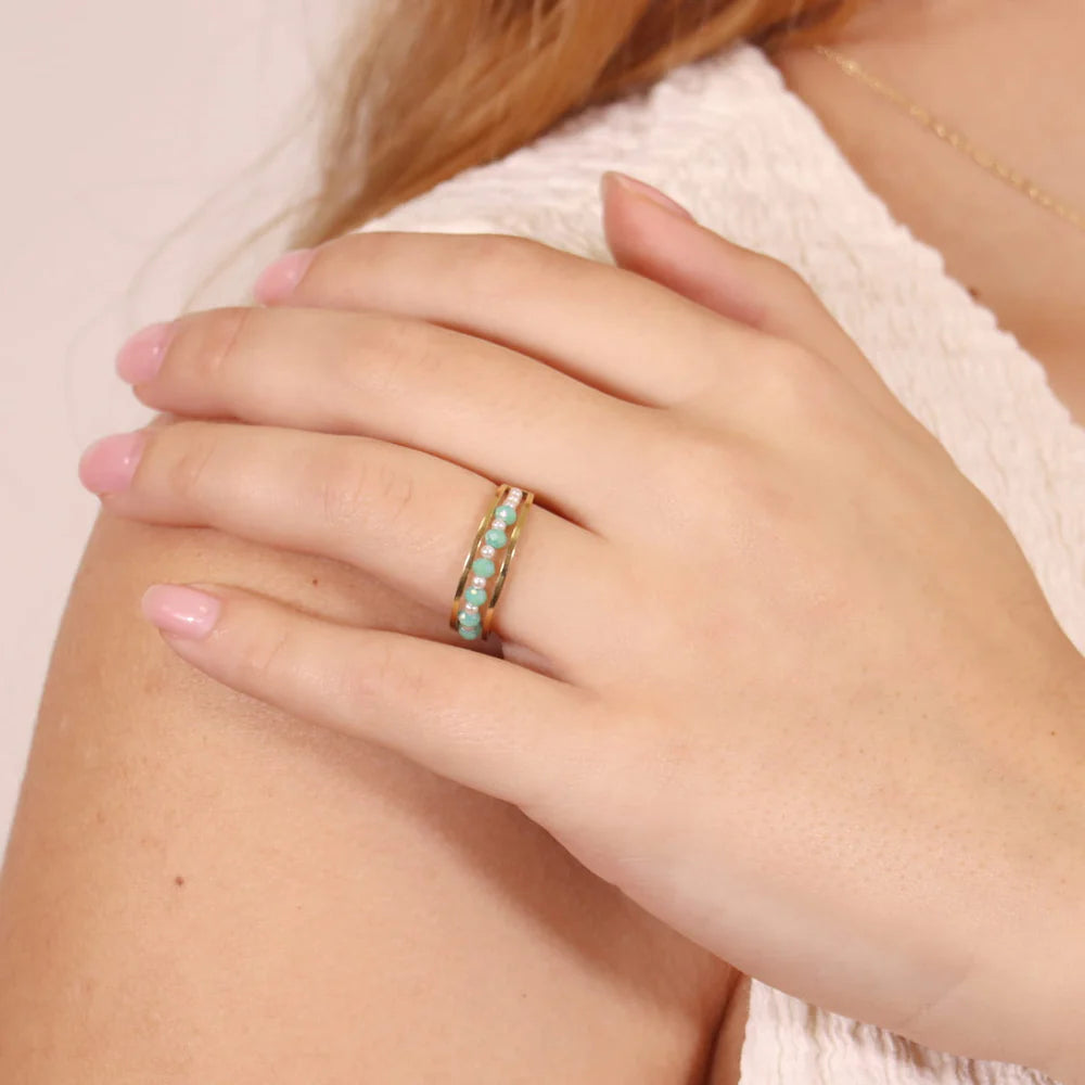 Anillo Piedras y Perlas