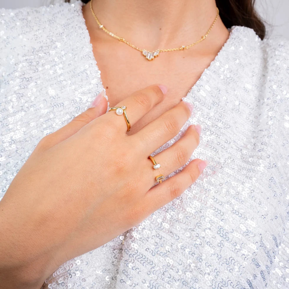 Anillo perla y circonita