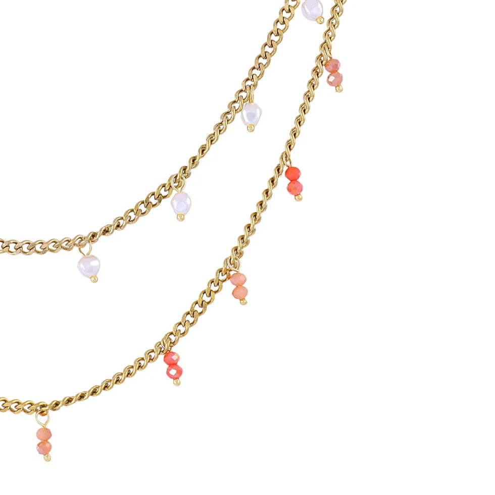 Collar Doble coral