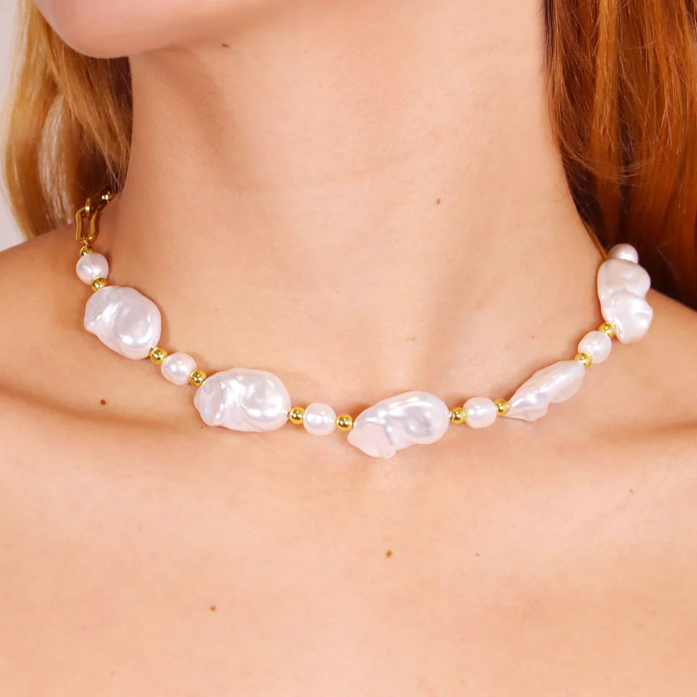 Collar Perlas y Eslabones