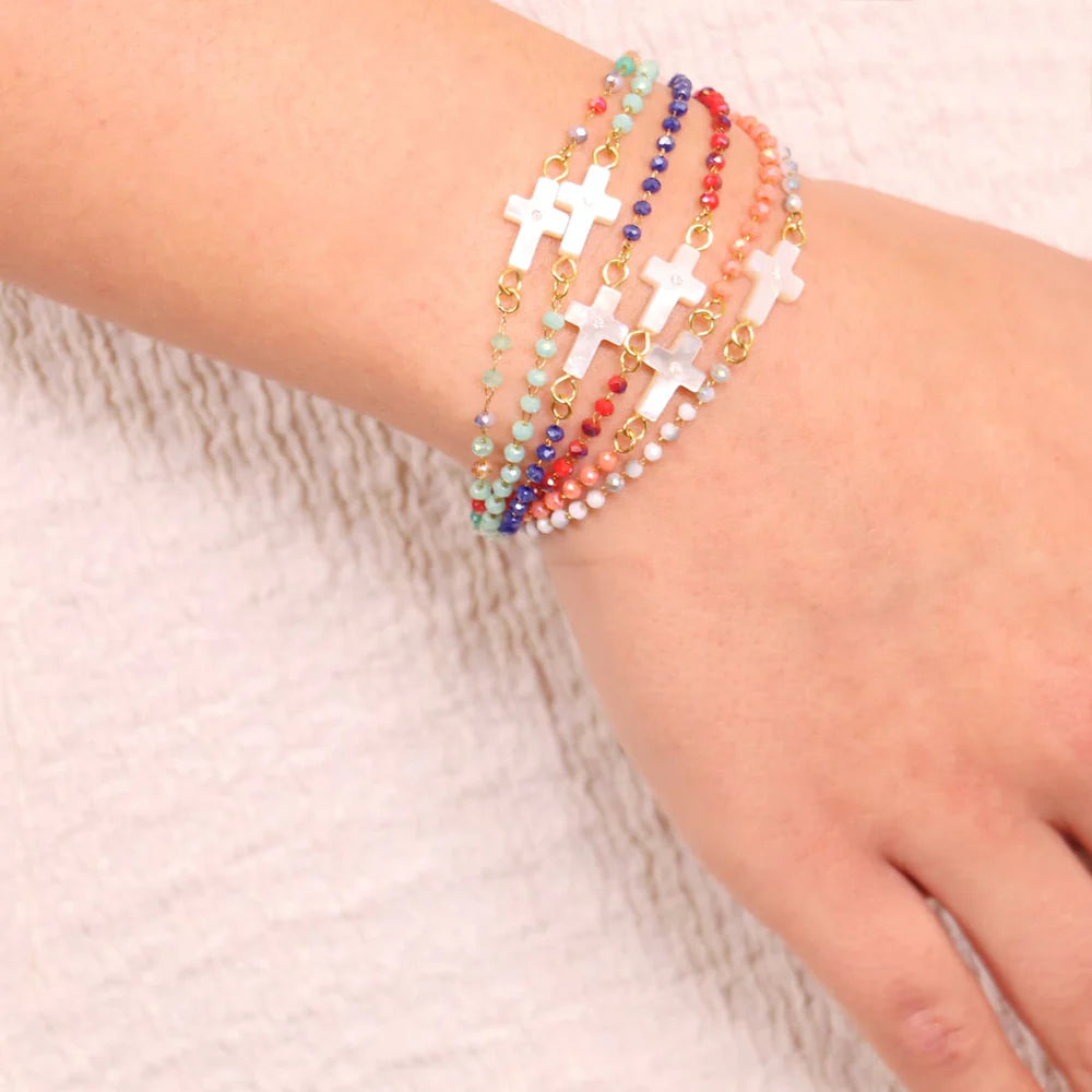 Pulsera Cruz Bolitas