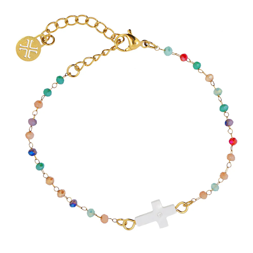 Pulsera Cruz Bolitas