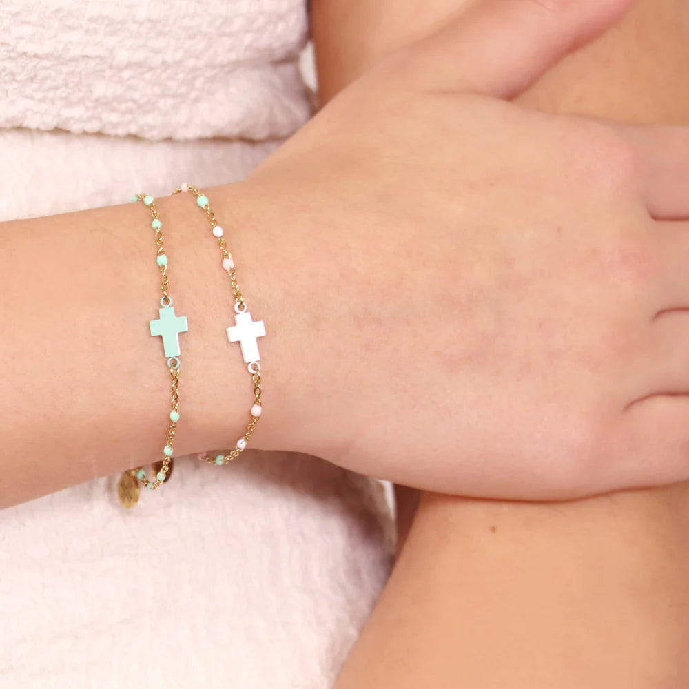 Pulsera Cruz Bolitas