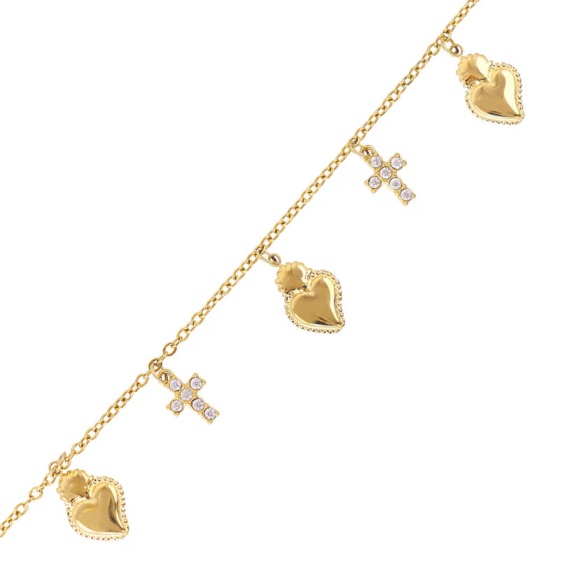 Pulsera Corazones y cruces