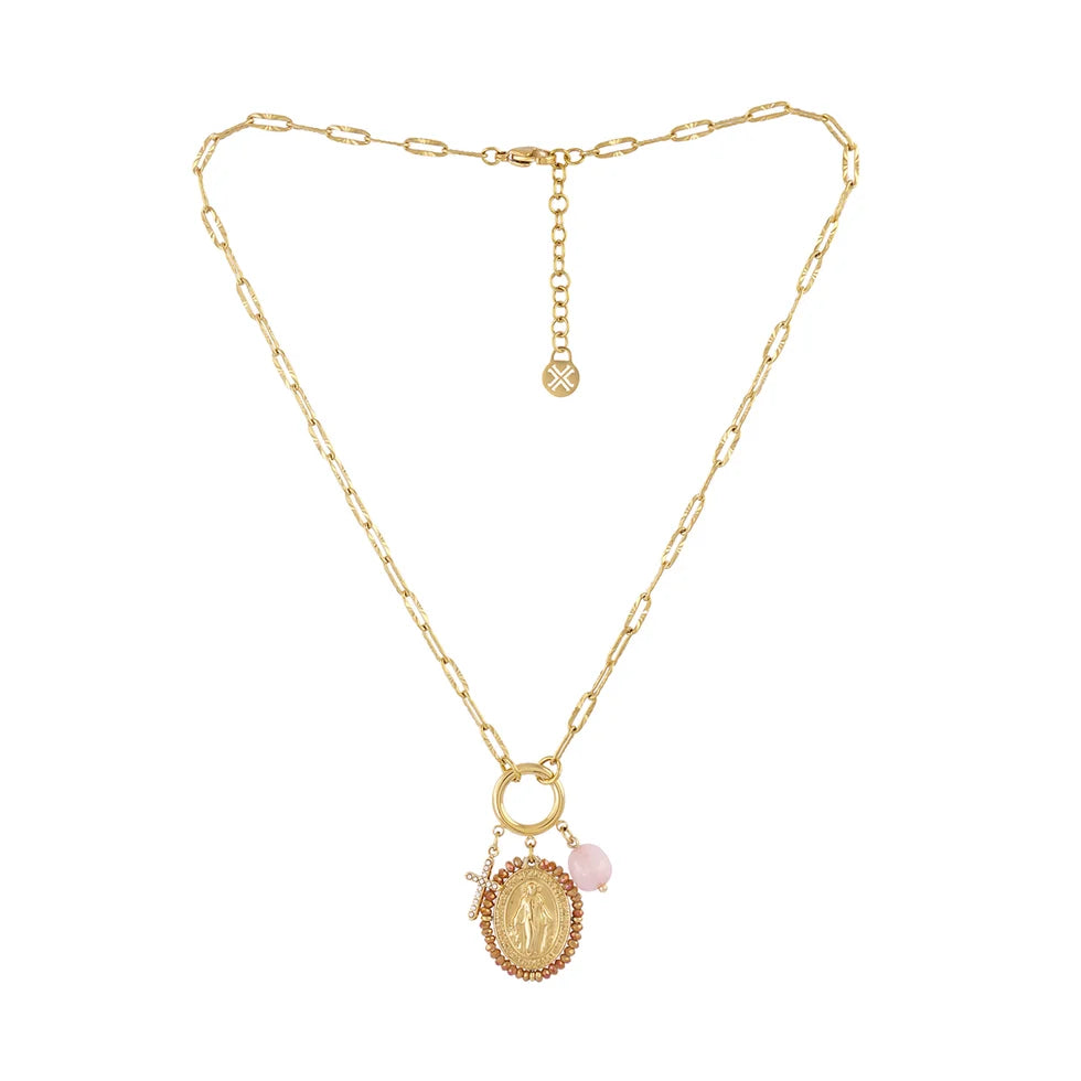 Collar Virgen Milagrosa abalorios