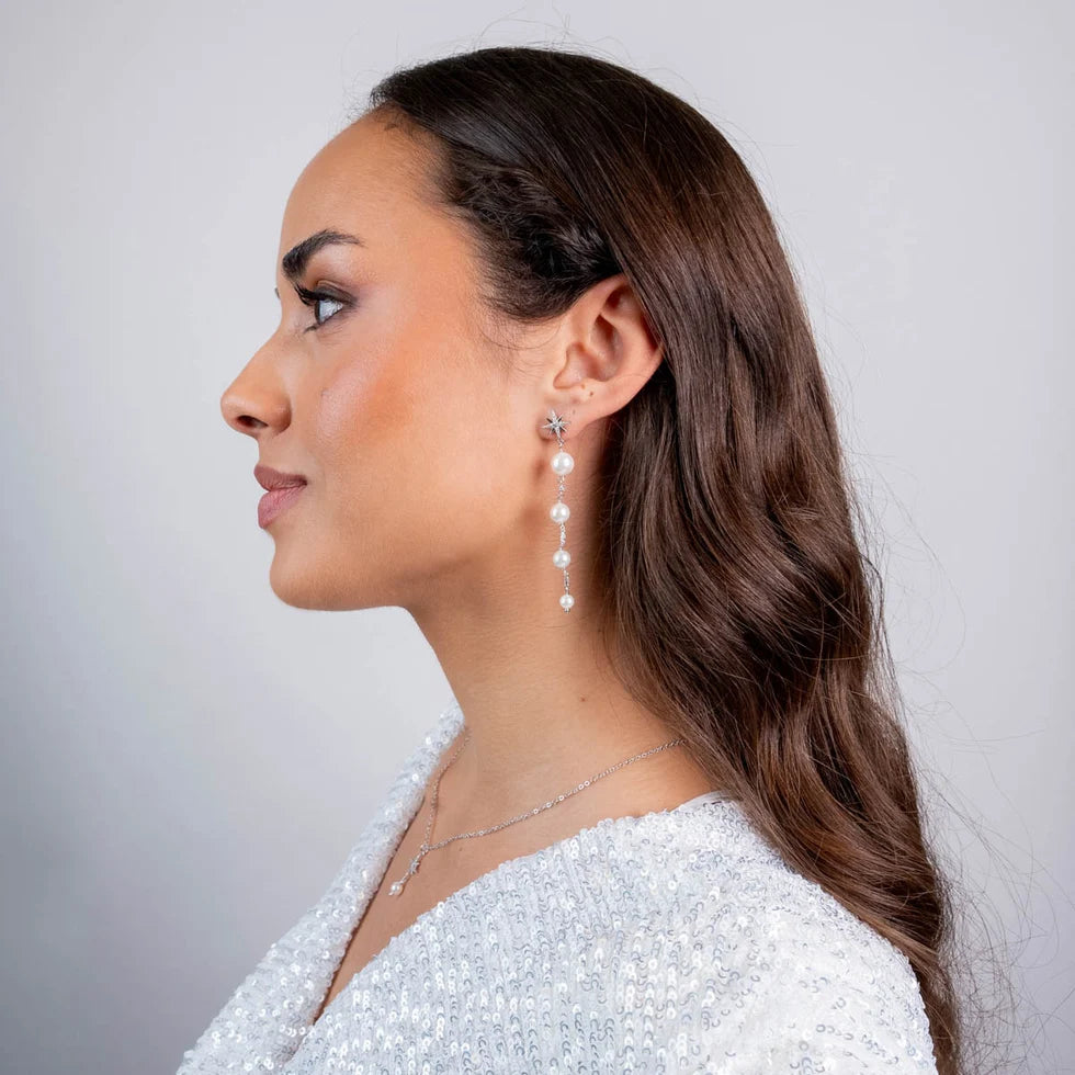 Pendientes estrellas y perlas