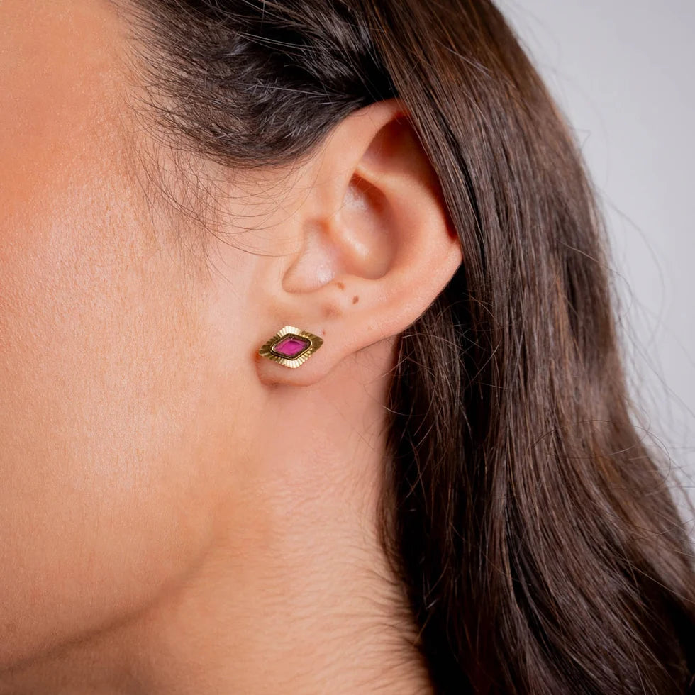 Pendientes prisma botón