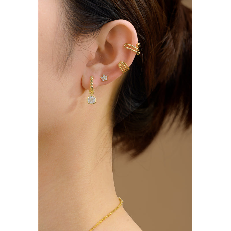 Pendientes aro bolitas y circonita