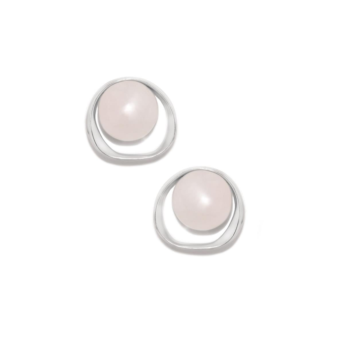 Pendientes Satélite plata y cuarzo rosa