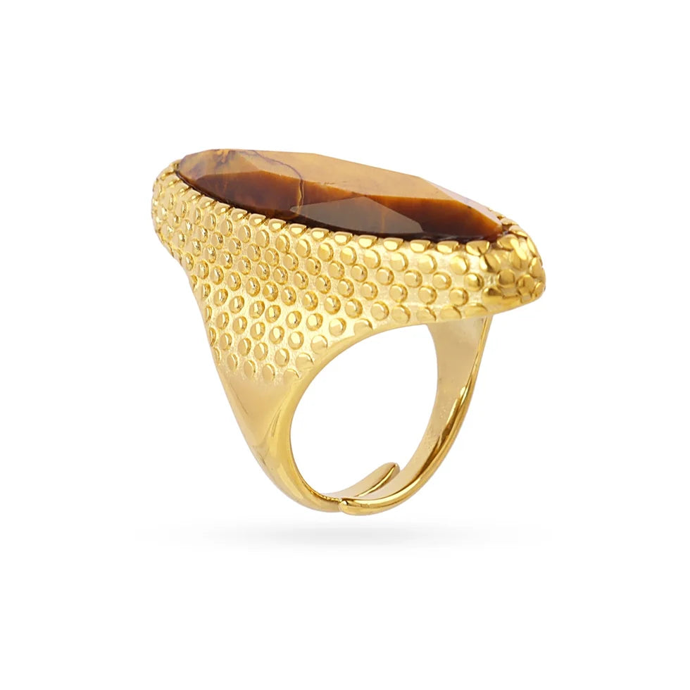 Anillo maxi piedra marrón