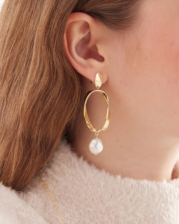 Pendientes Espiral con Perla Victoria Cruz