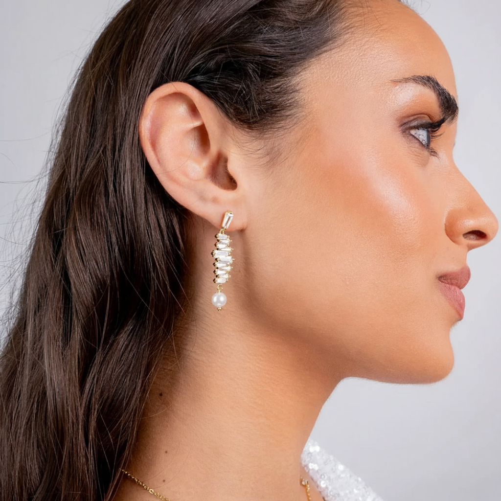 Pendientes perla y circonitas