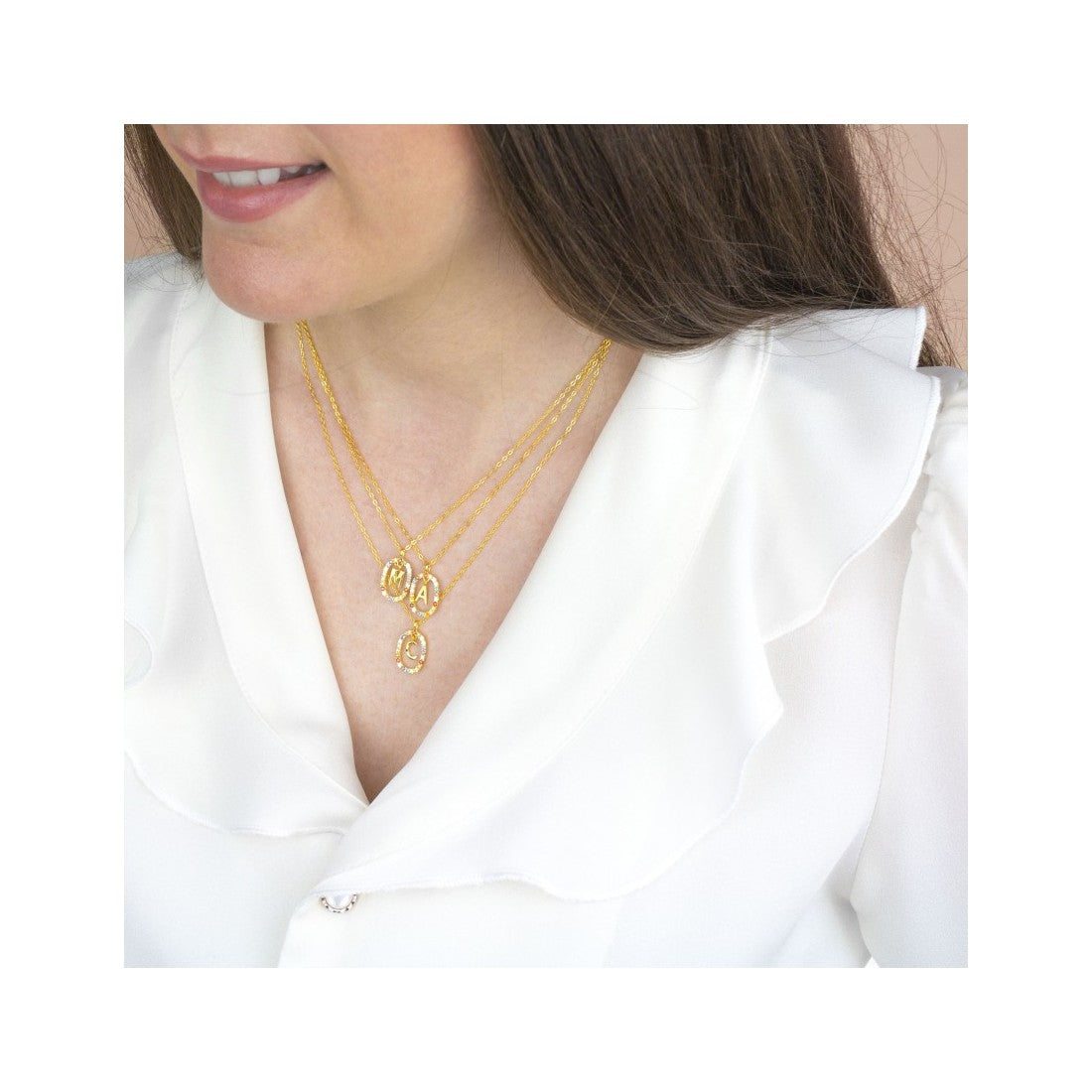 Collar Letra Circonita Colores