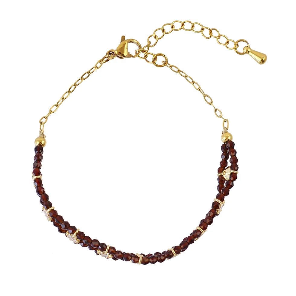 Pulsera piedras marrones y circonitas