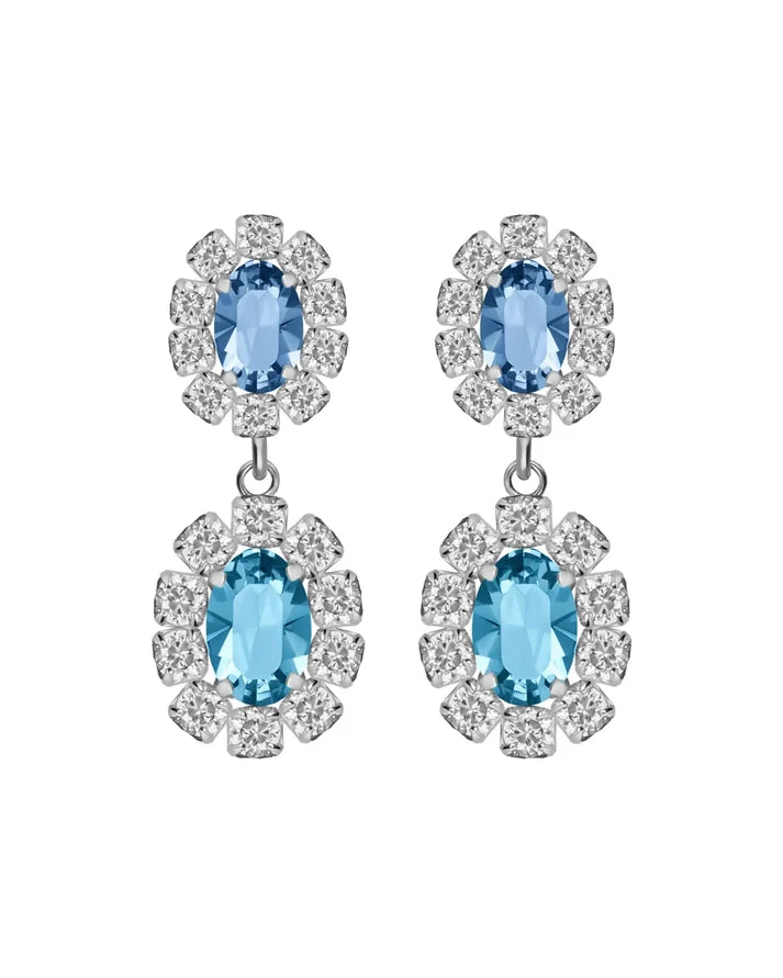 Pendientes rosetón cristales azul VC
