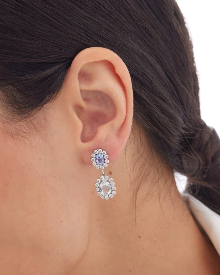 Pendientes rosetón cristales azul VC