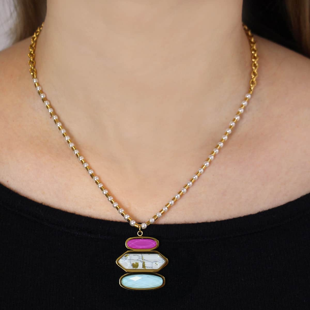 Collar piedras y perlas