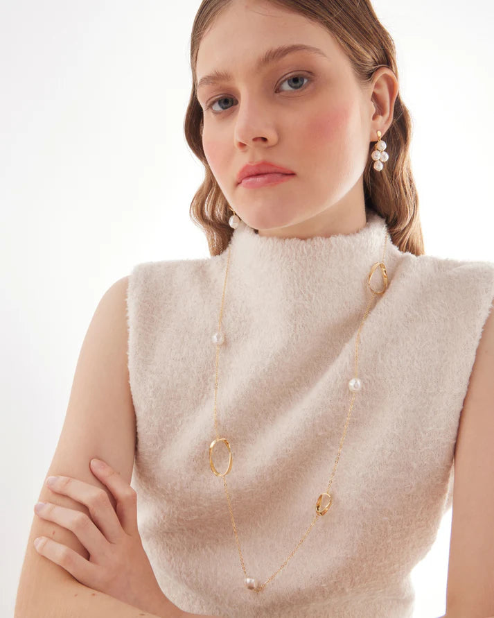 Collar Largo Espiral con Perla Victoria Cruz