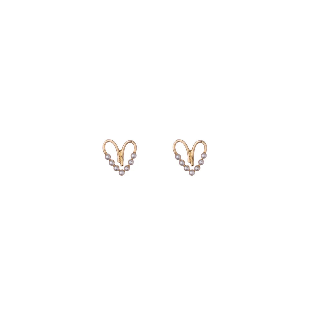 Pendientes corazon mini Perlas