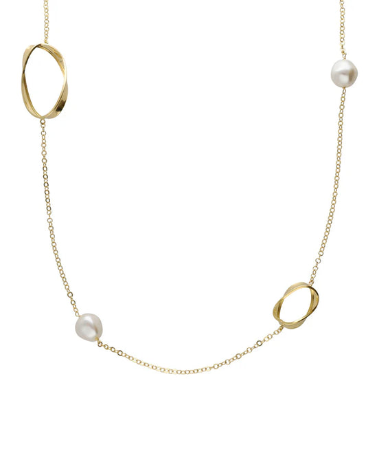 Collar Largo Espiral con Perla Victoria Cruz