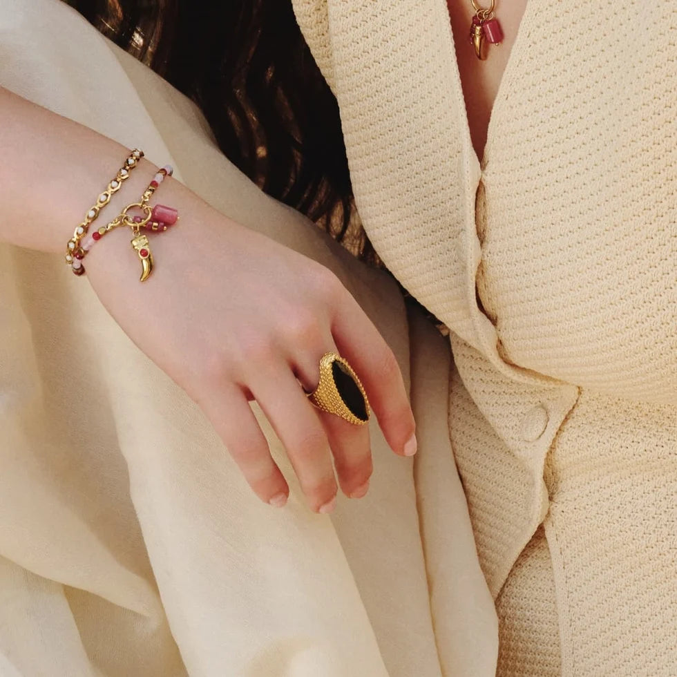 Anillo maxi piedra marrón