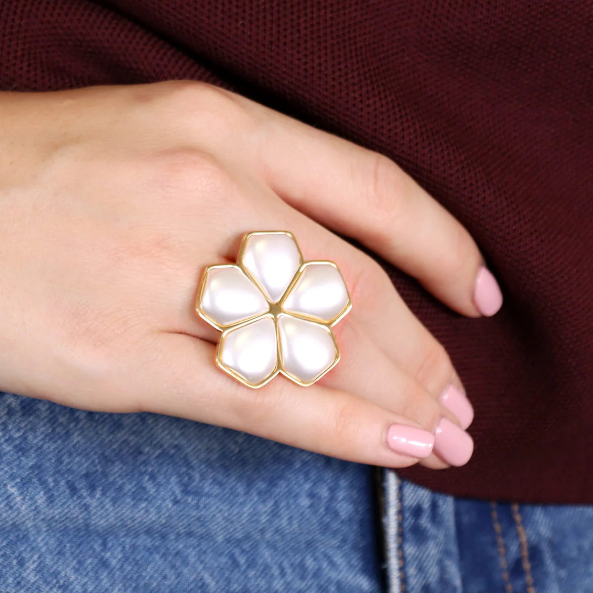 Anillo Flor Perla