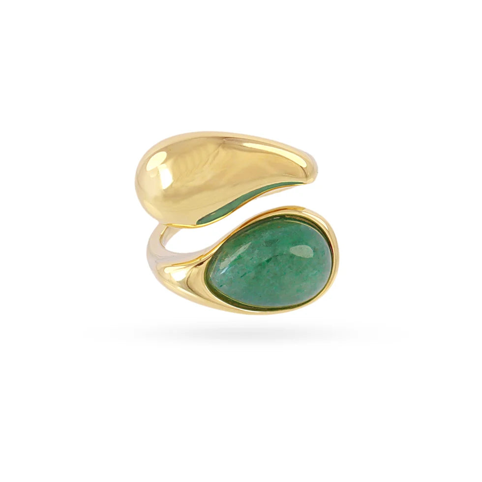 Anillo lágrima piedra verde