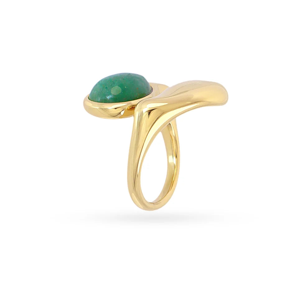 Anillo lágrima piedra verde