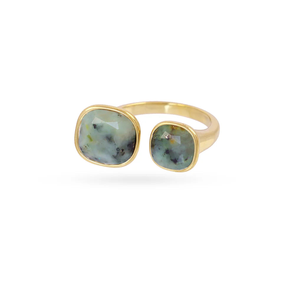 Anillo doble piedra verde