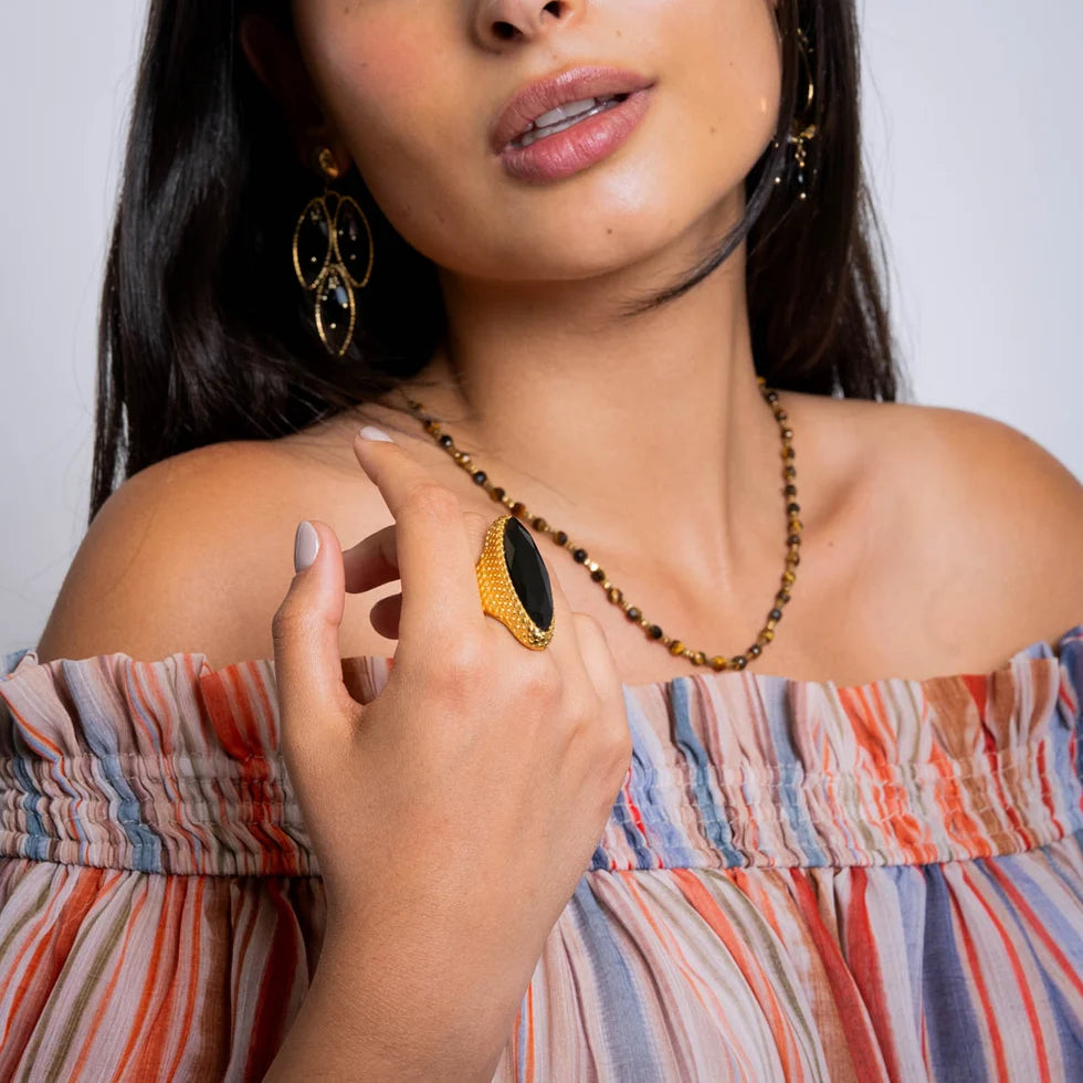 Anillo maxi piedra negra