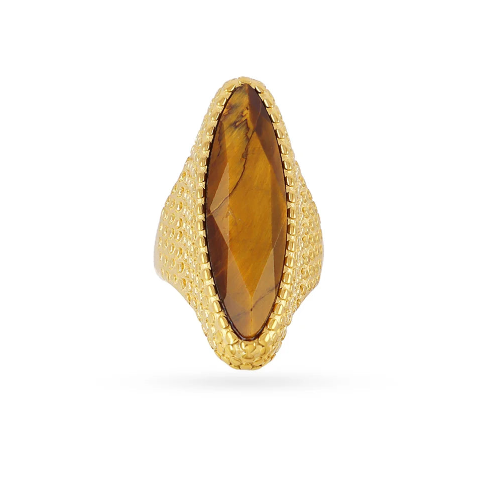 Anillo maxi piedra marrón