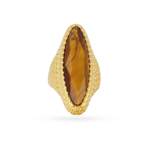 Anillo maxi piedra marrón