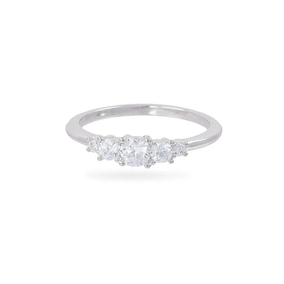 Anillo Circonitas plateado