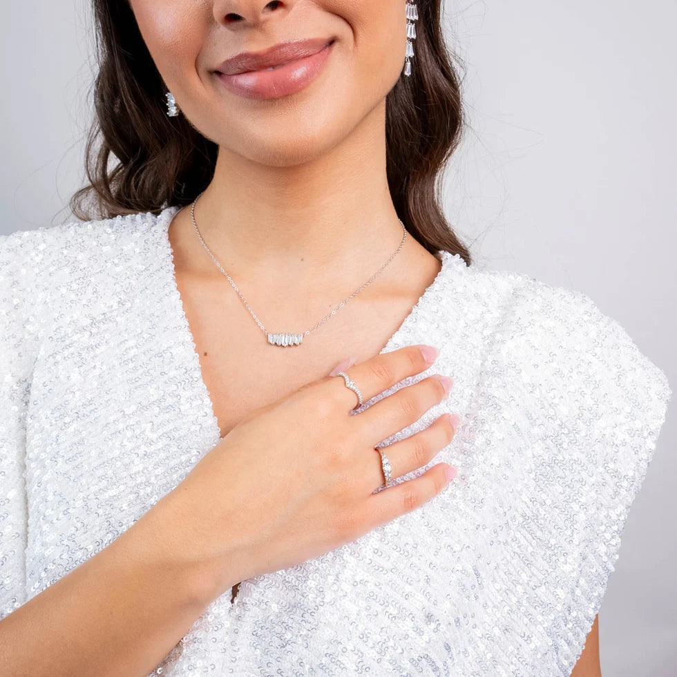 Anillo Circonitas plateado