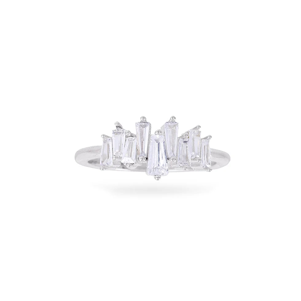 Anillo circonitas plateado