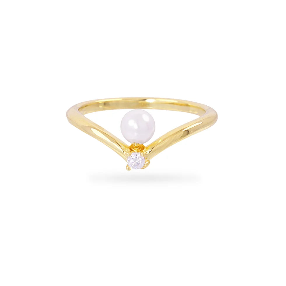 Anillo perla y circonita