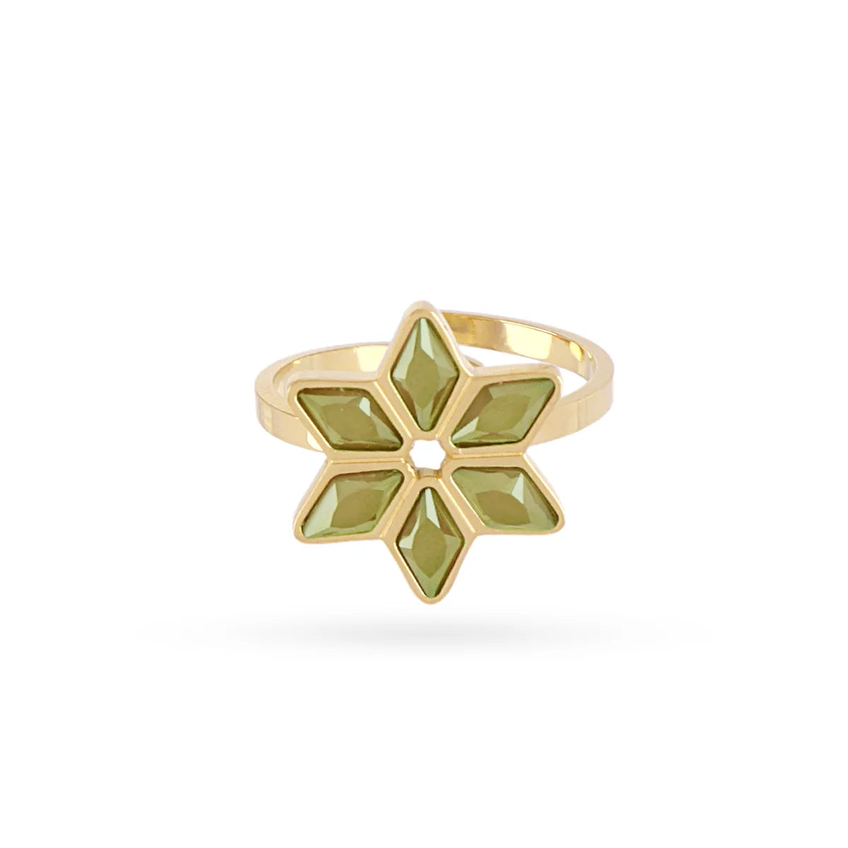 Anillo flor piedra verde