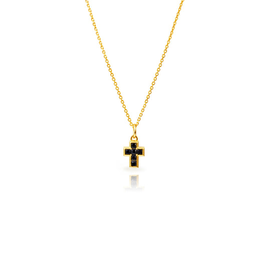 Collar Cruz Circonita Negra