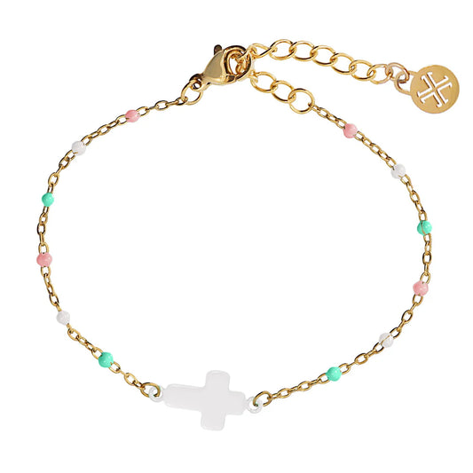 Pulsera Cruz Bolitas