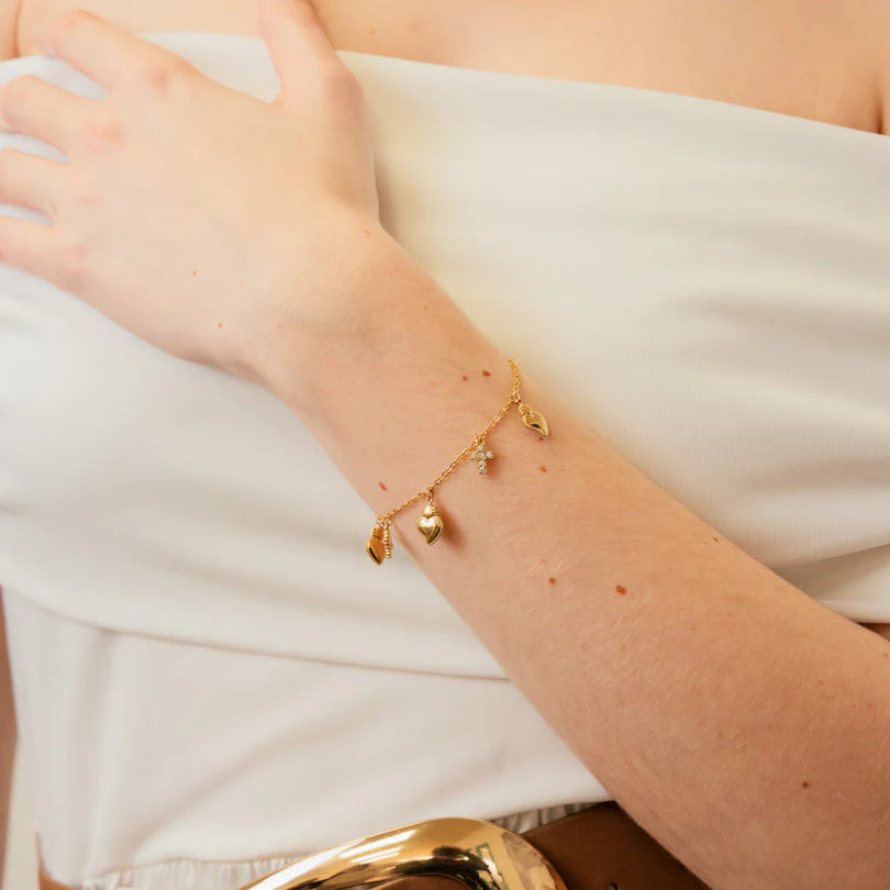 Pulsera Corazones y cruces