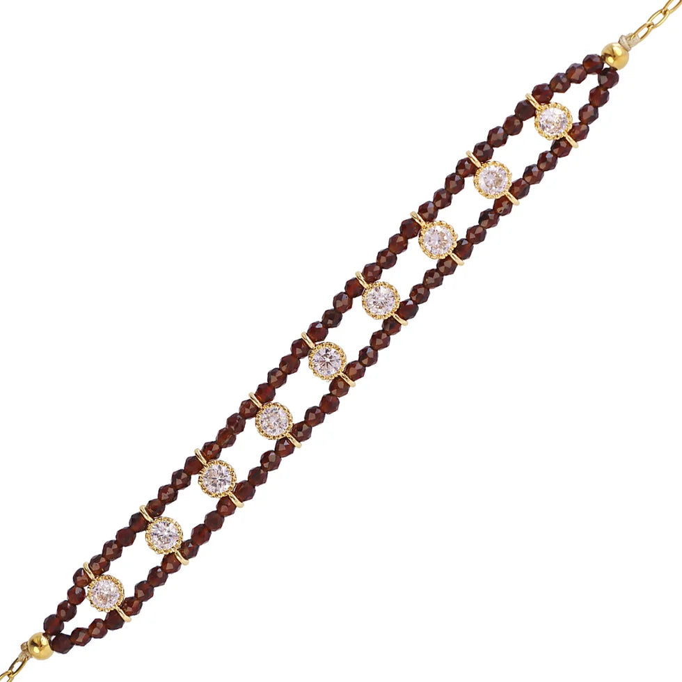 Pulsera piedras marrones y circonitas