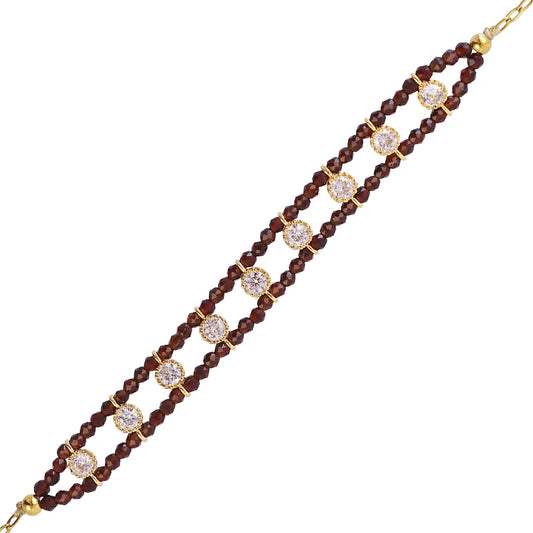 Pulsera piedras marrones y circonitas