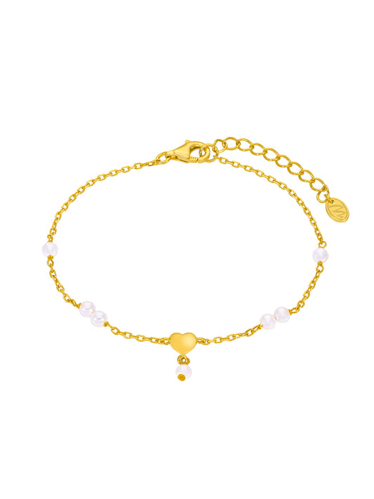Pulsera Corazón y Perlas
