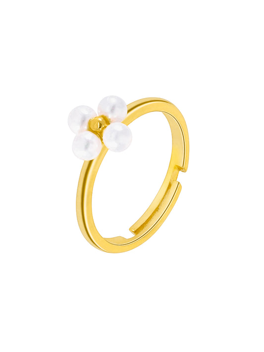 Anillo flor perlas
