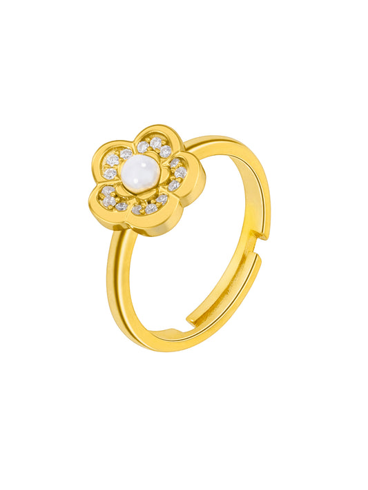 Anillo flor perla y circonitas
