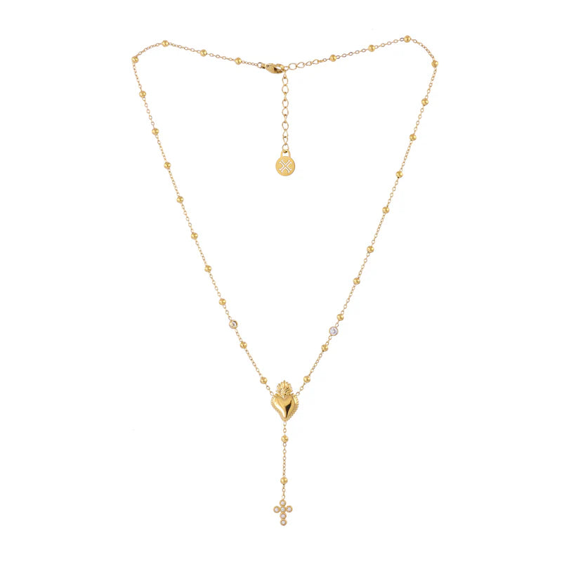 Collar Corbatero Corazón y Cruz